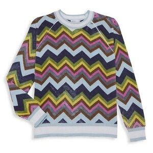 Minnie Rose Multicolor Chevron Stripe Cashmere Blend Sweater XS